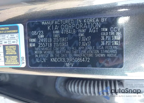 2024 Kia Niro Ev Wind z USA, uszkodzony, nr VIN KNDCR3L16R5086472